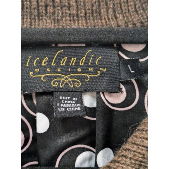 Vintage Icelandic Design Mohair Wool Alpaca Floral Crochet Sweater Cardigan sz L - Picture 11 of 13